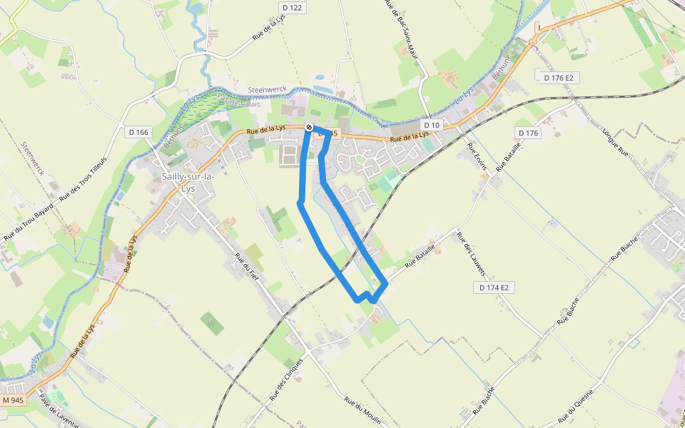 Chemin de l’Alloeu walking route map in Sailly-sur-la-Lys