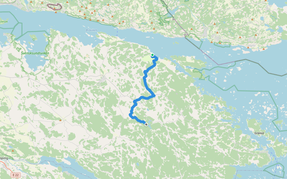 Östgötaleden: Mauritsberg-Dalmyrasjön walking route map in Mauritsberg