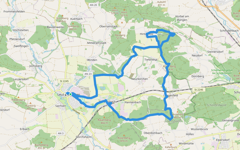 Eichhörnchenweg walking route map in Leutershausen