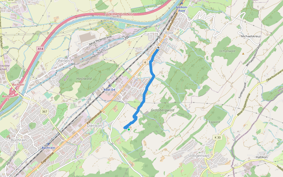 Widacher - Root walking route map in Dierikon