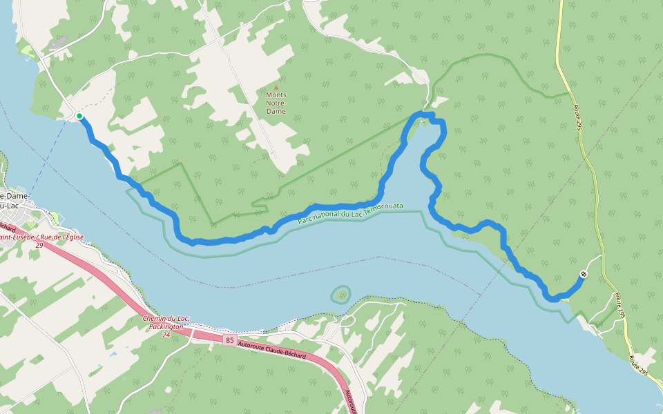 Tronçon la Grande Baie walking route map in Saint-Juste-du-Lac
