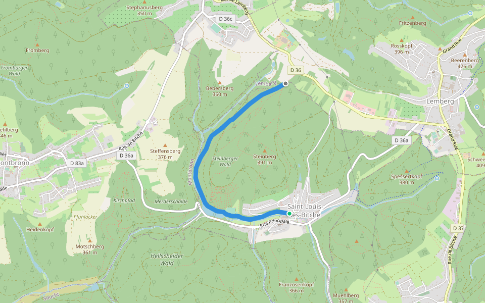 Green diamond walking route map in Saint-Louis-lès-Bitche