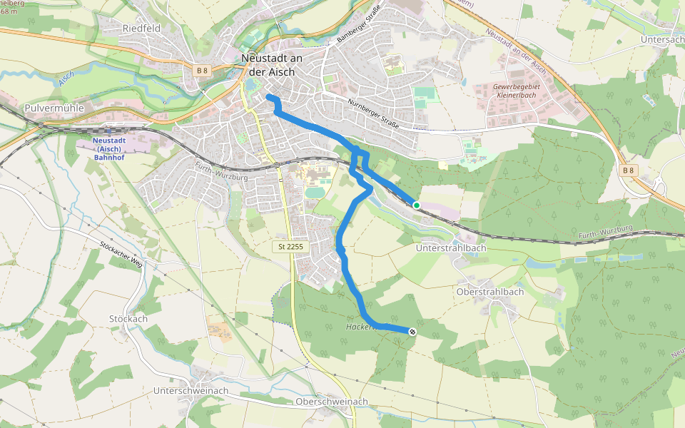 Strahlbach-Tour walking route map in Neustadt an der Aisch