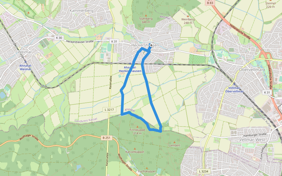 Ahnatal, H3 Sagenweg walking route map in Ahnatal
