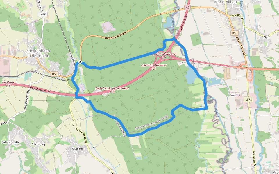 Fischteich Rundwanderweg walking route map in Sankt Johann in der Haide