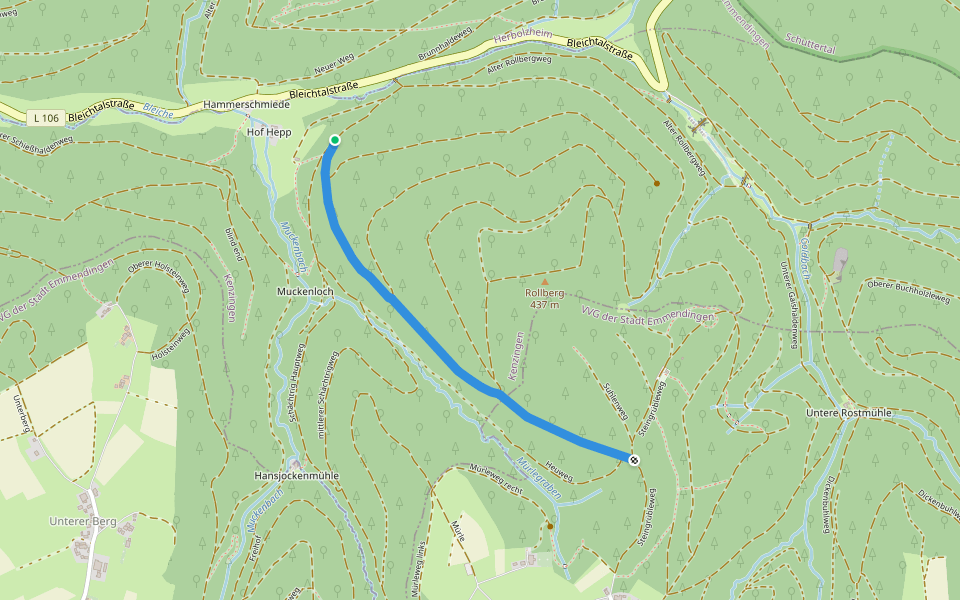 Unterer Rollberg - Rollberg walking route map in Kenzingen
