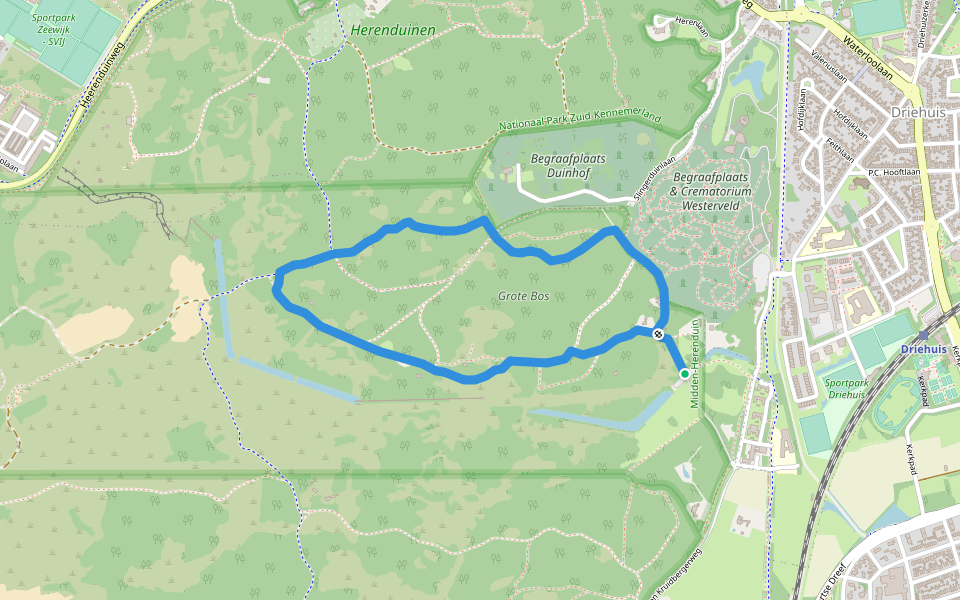 Midden-Herenduin Rood walking route map in Driehuis