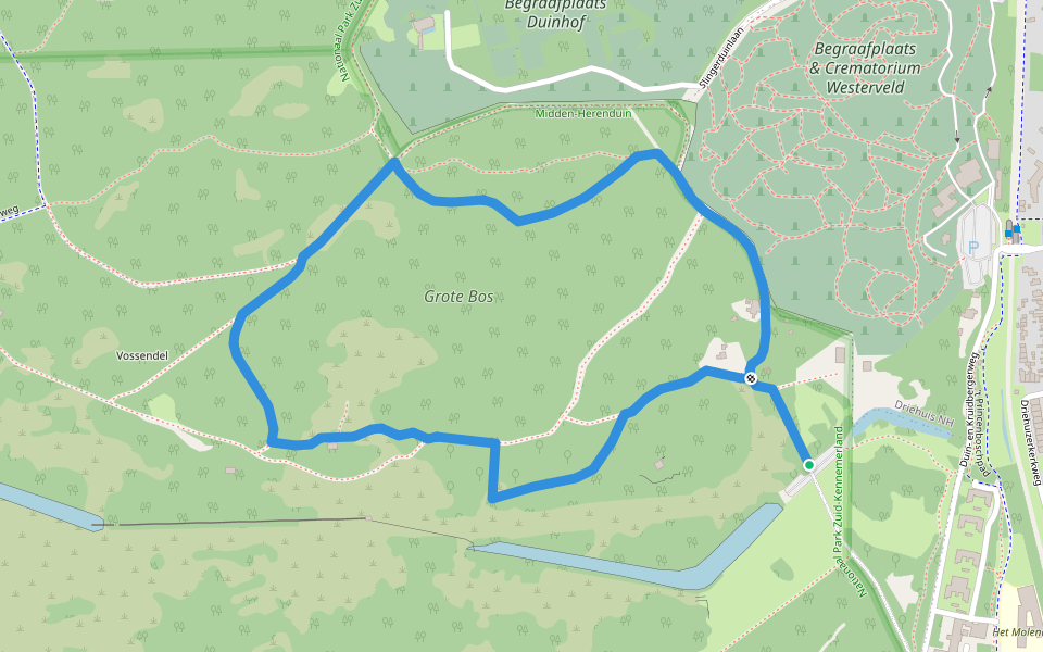 Midden-Herenduin geel walking route map in Driehuis