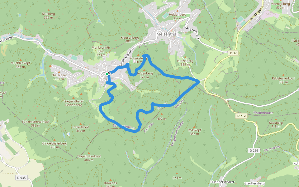 Red ring walking route map in Soucht