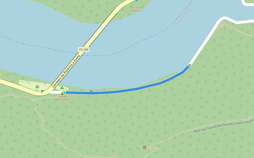 Ruta de la Fuente del Francés walking route map in Torrejón el Rubio
