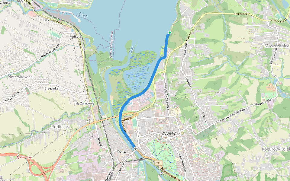 Szlakiem zabytków architektury miasta Żywca walking route map in Żywiec