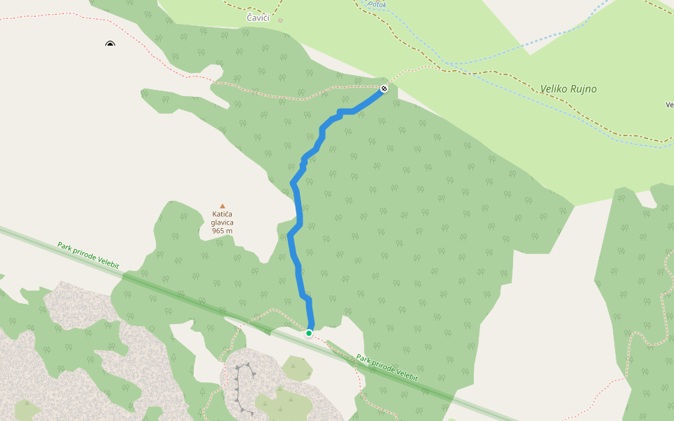 Bojinac, preko Katića glavice walking route map in Starigrad