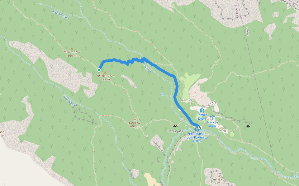 Dom u Velikoj Paklenici -Mali mozak uz Bezimenjaču walking route map in Starigrad