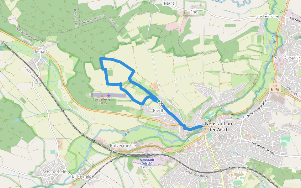 Pfalzbachschluch walking route map in Neustadt an der Aisch