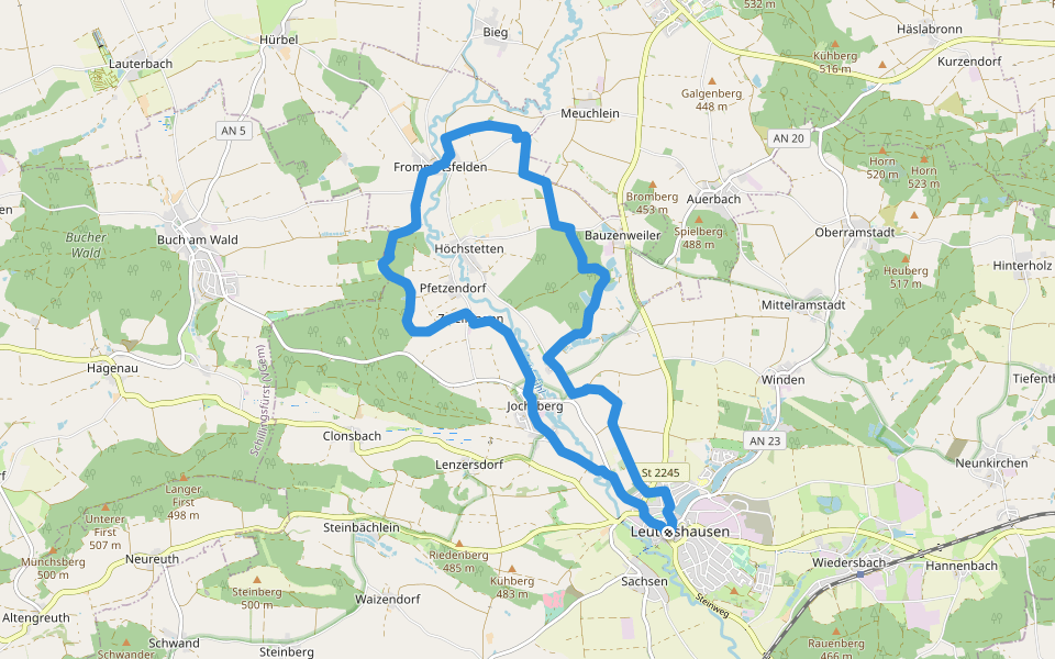 Milanweg Leutershausen walking route map in Leutershausen