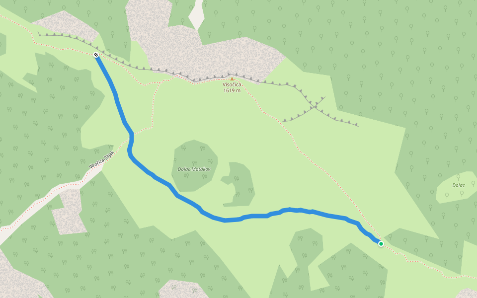 Spojni put pod Visočicom walking route map in Lički Čitluk