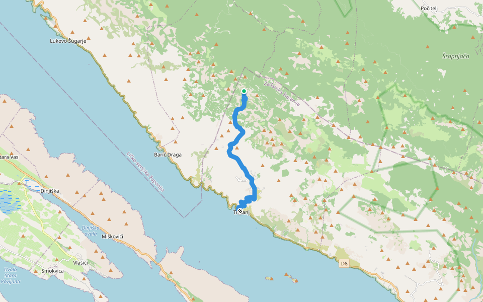 Kruščica - Stap walking route map in Vrana