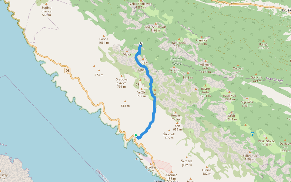 Staza Rudelinka walking route map in Lukovo Šugarje