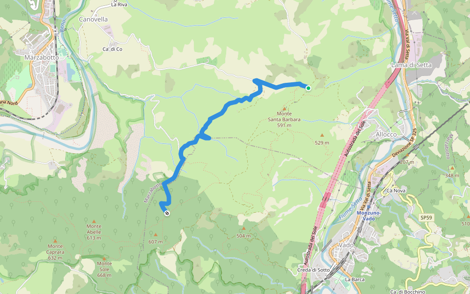 CAI 128 walking route map in Marzabotto