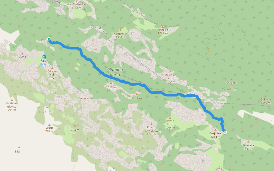 Ramino korito walking route map in Lukovo Šugarje