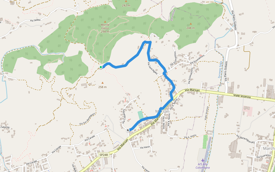 San Benedetto - 2B walking route map in Marostica