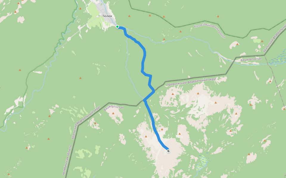 Тюлюк - Иремель walking route map in Tiuliuk