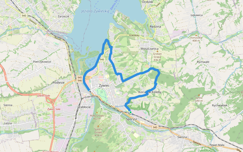 Szlak wyzwolenia Żywca walking route map in Żywiec