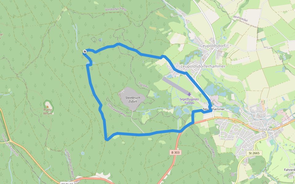 Wanderweg 7 Tröstau walking route map in Tröstauer Forst-West