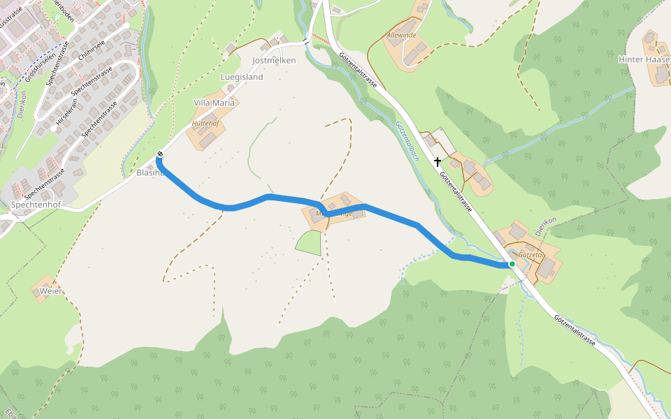 Götzental - Spächten walking route map in Dierikon