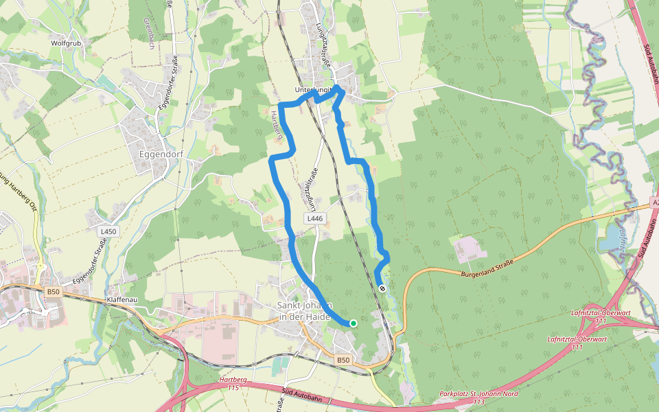 St. Johann i.d. Haide - Unterlungitz Rundewanderweg walking route map in Sankt Johann in der Haide