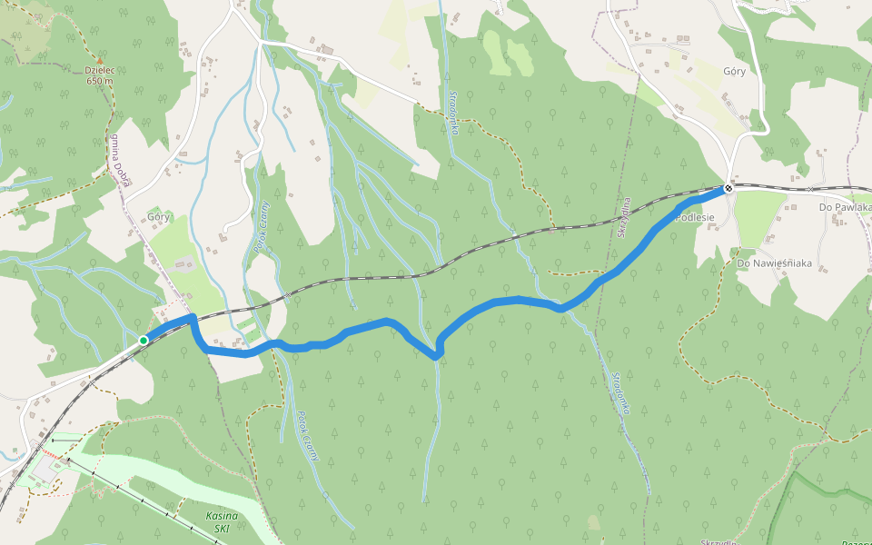 Kasina Wielka - Skrzydlna walking route map in Kasina Wielka