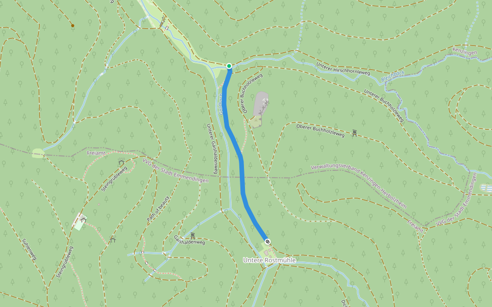 Goldbrunnen - Untere Rostmühle walking route map in Kenzingen