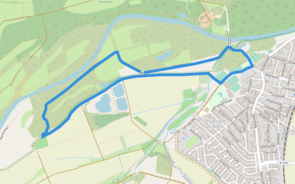 Rundwanderweg Stockstadt Stockstädter Brücke 5: Fasanenweg walking route map in Stockstadt am Rhein