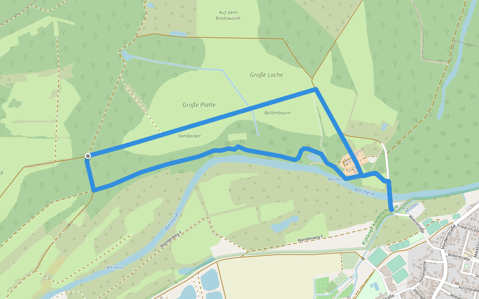 Rundwanderweg Stockstadt Stockstädter Brücke 4: Weißstorchweg walking route map in Stockstadt am Rhein