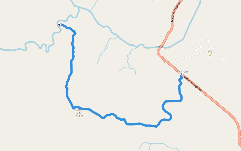 Mount 387 Trail walking route map in Carranglan