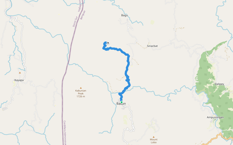 Tenglawan Trail walking route map in Bakun