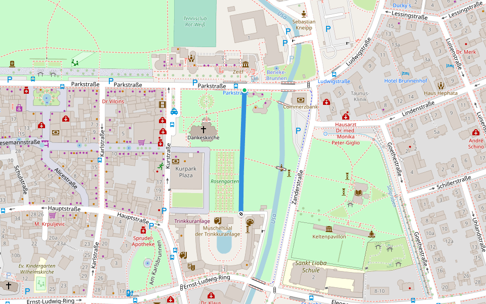 Bad Nauheim Walk of Fame walking route map in Bad Nauheim