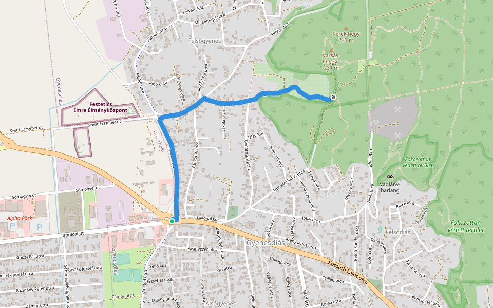 K+ (Gyenesdiás) walking route map in Keszthely