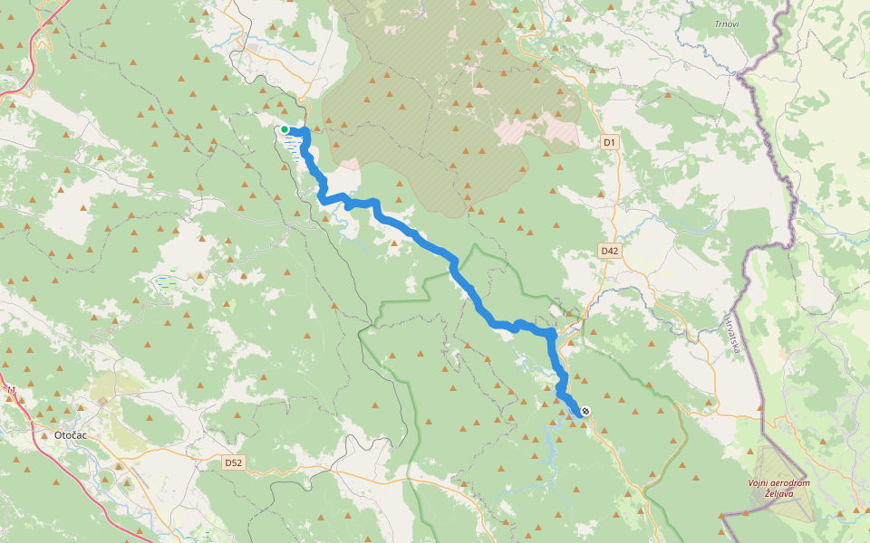 Nacionalni park Plitvička jezera walking route map in Ogulin