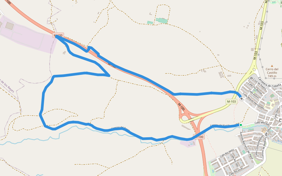 Ruta 1: Valle de Abajo y de los medios cerealistas walking route map in Cobeña