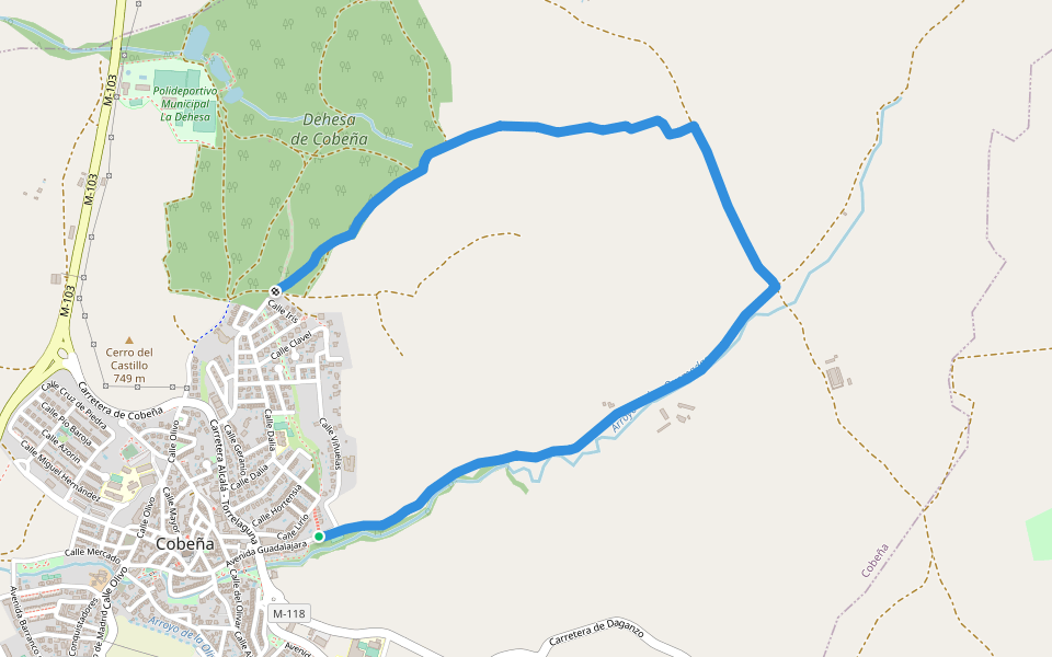 Ruta 4: Valle de Arriba y el Alfalfar walking route map in Cobeña