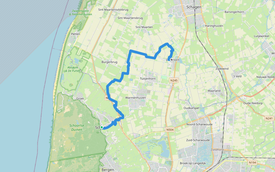 Groot Frieslandpad - 02 walking route map in Schoorl