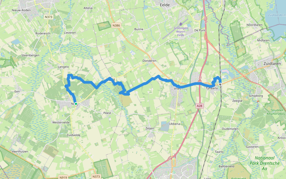 Groot Frieslandpad - 16 walking route map in Norg