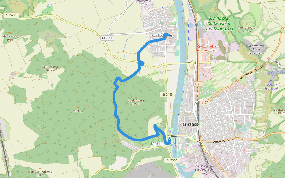 Karlstadt Wanderweg K2 walking route map in Karlstadt