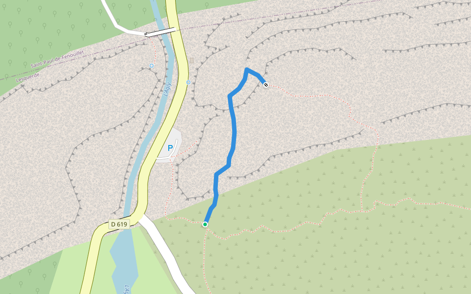 Via Ferrata du Fenouillèdes: La Pichona walking route map in Saint-Paul-de-Fenouillet
