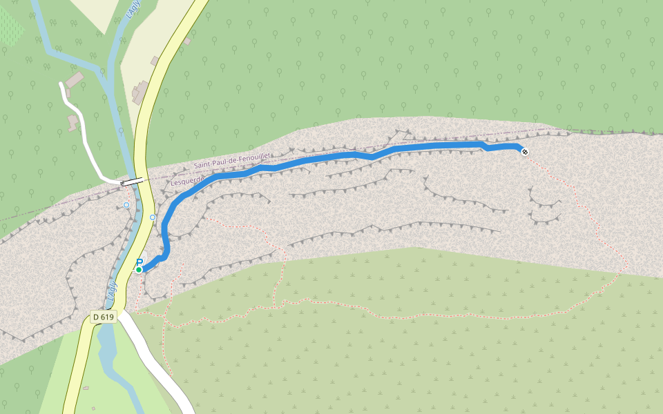 Via Ferrata du Fenouillèdes: La Panoramique walking route map in Saint-Paul-de-Fenouillet
