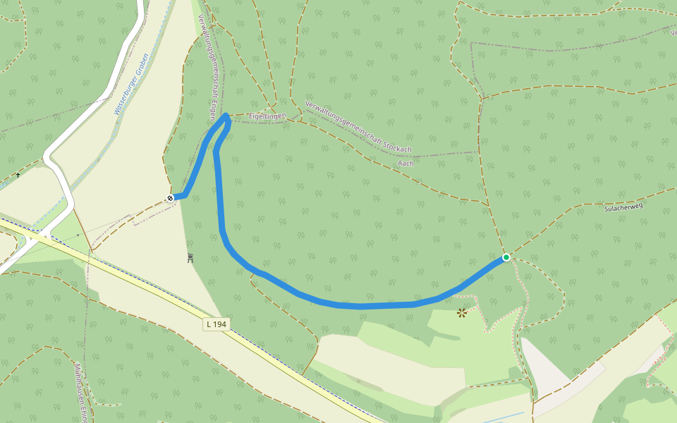 blaue Raute walking route map in Aach