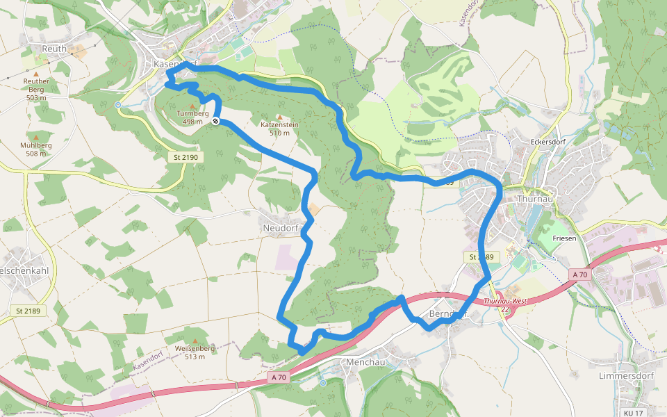 Rundweg Roter Ring Thurnau walking route map in Kasendorf