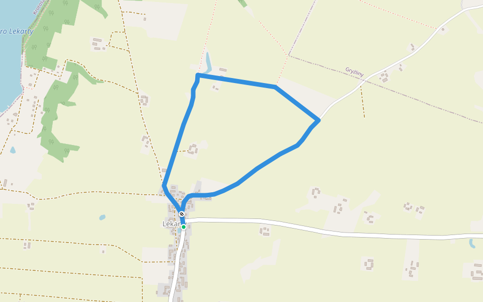 Niebieski nordic walking Lekarty walking route map in Lekarty