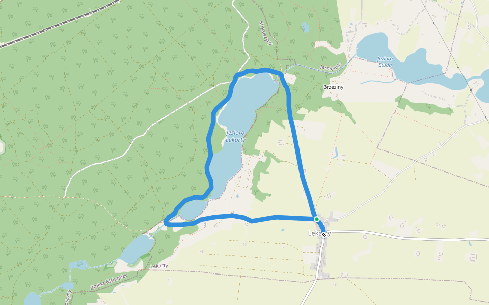 Czerwony nordic walking Lekarty walking route map in Lekarty